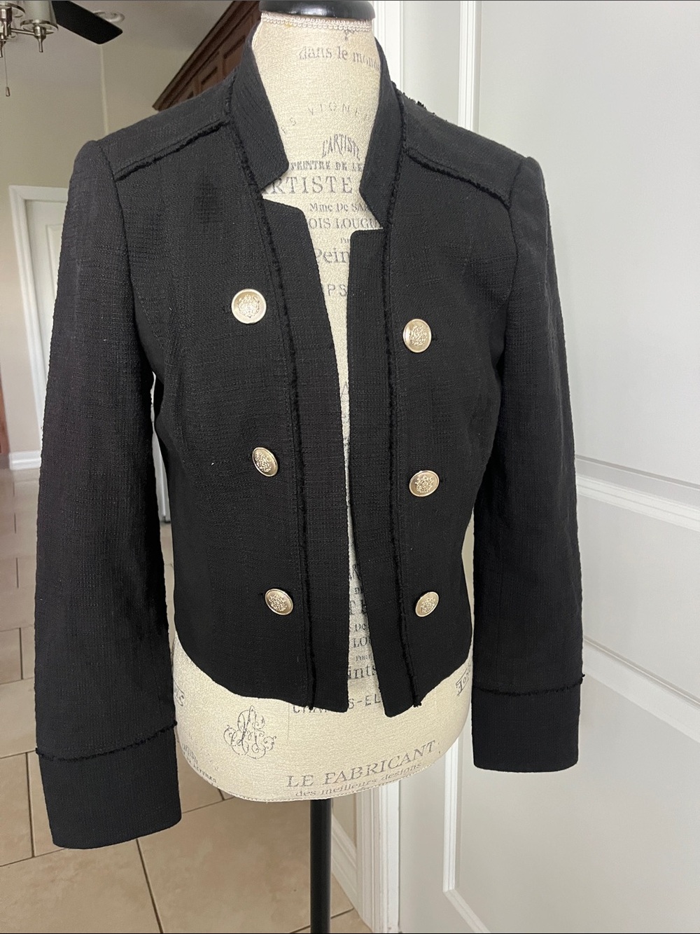 EUC White House Black Market black military style gold button jacket size 12